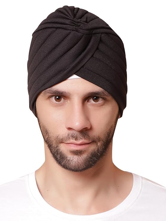 shine collection Readymade Designer Sardar Cap/Pagri Stretchable Polyester Head Wrap for Men & Women. Black-picture-20