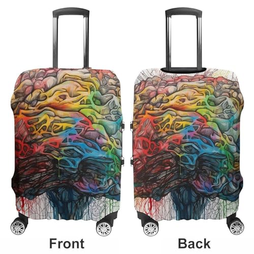 Luggage Cover Elastic Suitcase Cover Protector Washable Travel Baggage Covers Geometry Brain Image Luggage Covers Carry On Luggage Protector Anti-scratch 19-32 Inch M3