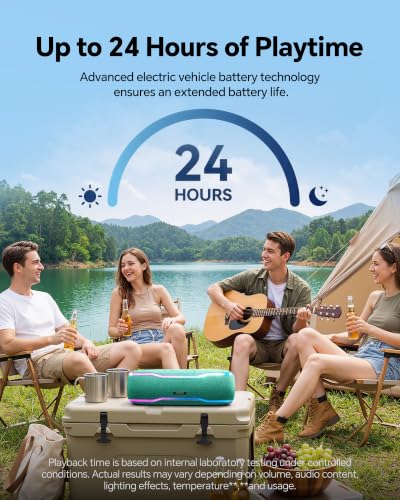 Image of (Upgraded Version) Portable Bluetooth Speaker, IPX7 Waterproof Wireless Speaker with Colorful Flashing Lights, 24H Playtime, 100ft Bluetooth Range, TWS Pairing for Outdoor, Home, Party, Beach, Travel