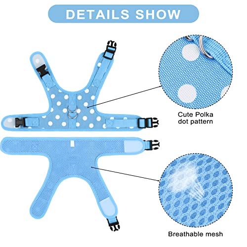 Uratot Cat Harness And Leash Set Cat Vest Harness Pet Leash And Collar Set Pet Harness For Kitties Puppies Small Pets Outdoor Walking (Medium, Polka Dot Blue) #TOP2