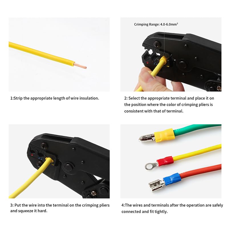 300pcs Crimp Spade Terminal + Crimping Plier Assorted Electrical Kit Insulated Ring Fork Spade Butt Wire Cable Connector AIQFTGSNS