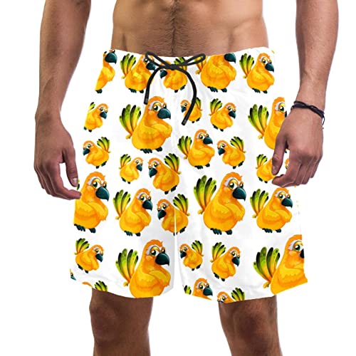 Nannma Amarillo Parrot Pattern Swim Trunks Traje de baño Beach Surf Shorts para hombre L, multicolor, XS/S