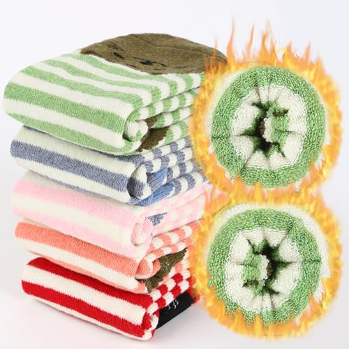 Image of Non Slip Socks for Women with Grips Thermal Winter Warm Thick Cozy Cabin Crew Comfy Anti Skid Slipper Socks Gifts for Women