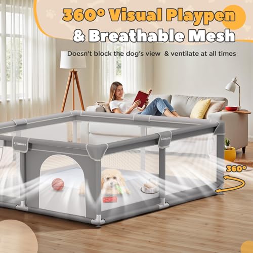 127x127x66 cm Welpengehege Mit Tür, Hundespielgehege Für Welpen Oder Kleine Hunde, Stabiles Sicherheitszaungehege Mit Dickem Stoff, Robustem Nylonnetz, Maschinenwaschbar