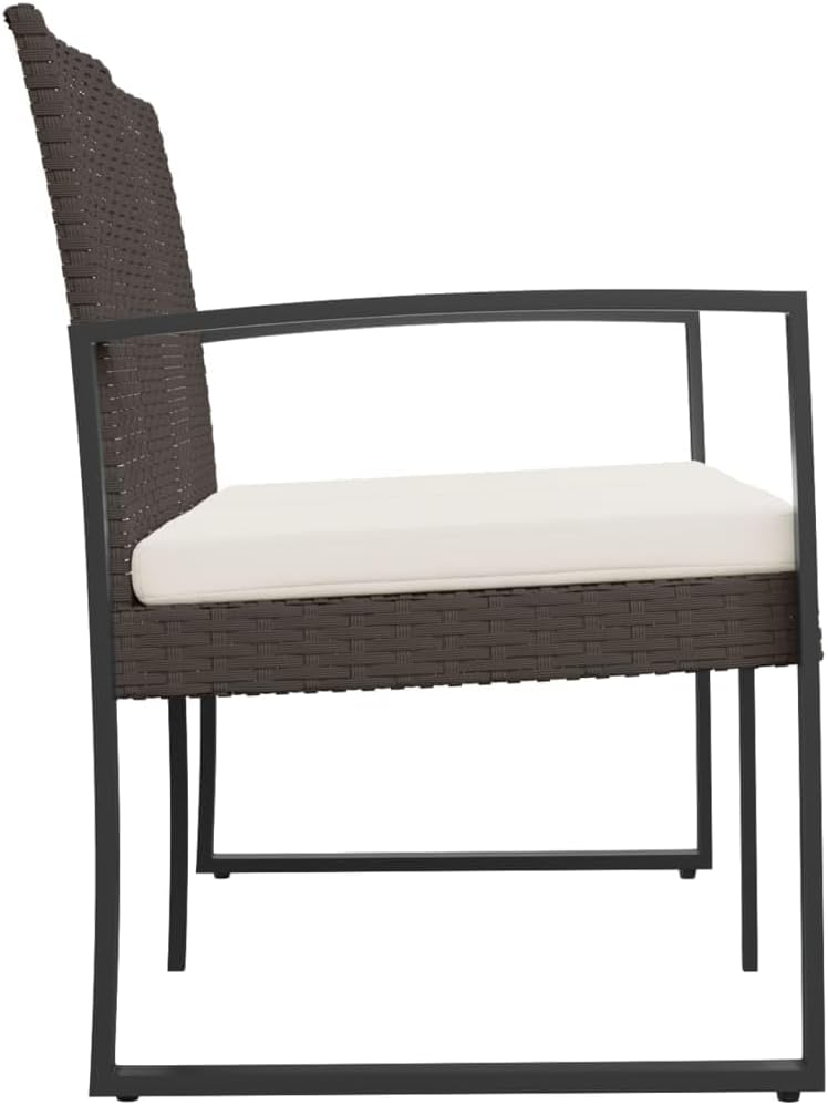 2-Seater Garden Bench Brown and Anthracite,Cozy 2Seater Garden Bench with Comfortable Cushions Durable Steel Frame for Outdoor Use Patios, Balconies & Gardens Patio Furniture