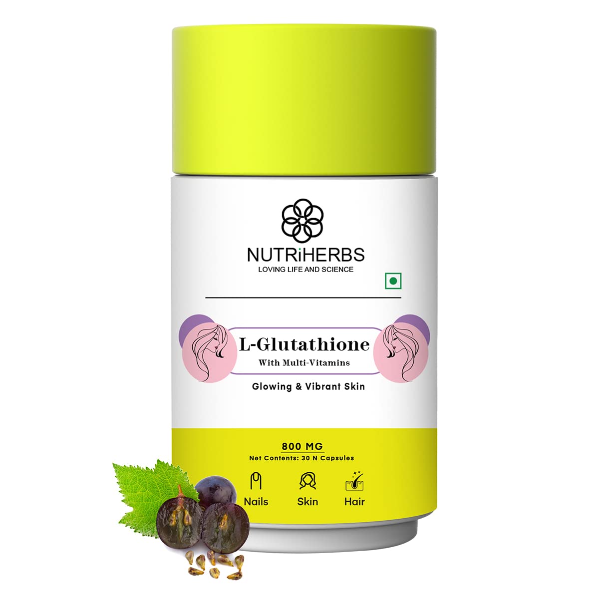 NUTRiHERBS L-Glutathione 800mg Capsules – Skin Whitening & Brightening Supplement | Anti-Aging, Collagen Booster, Antioxidant Support | Glowing Skin, Hair & Nail Health – 30 Capsules (B0BR7PV8QQ) Amazon Price History, Amazon Price Tracker