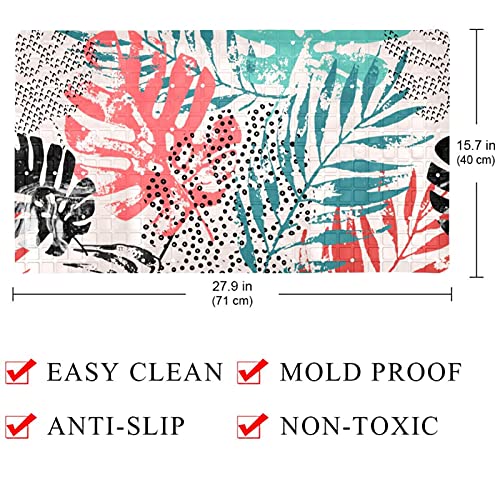 Tapis de bain antidérapant style feuilles rétro pour douche