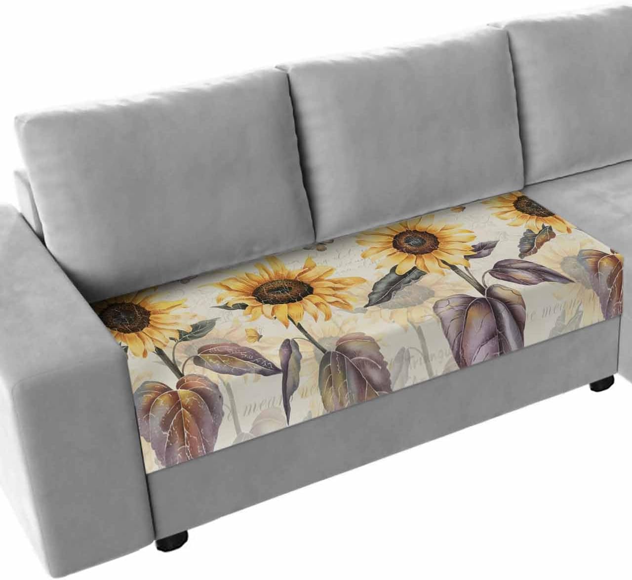 Sofa Covers Couch Cushion Covers, Retro Sunflower Floral Butterfly Country Style Stretch Elastic Sofa Slipcovers Furniture Protector Couch Cover for Dogs Pet, Medium, 1PCS