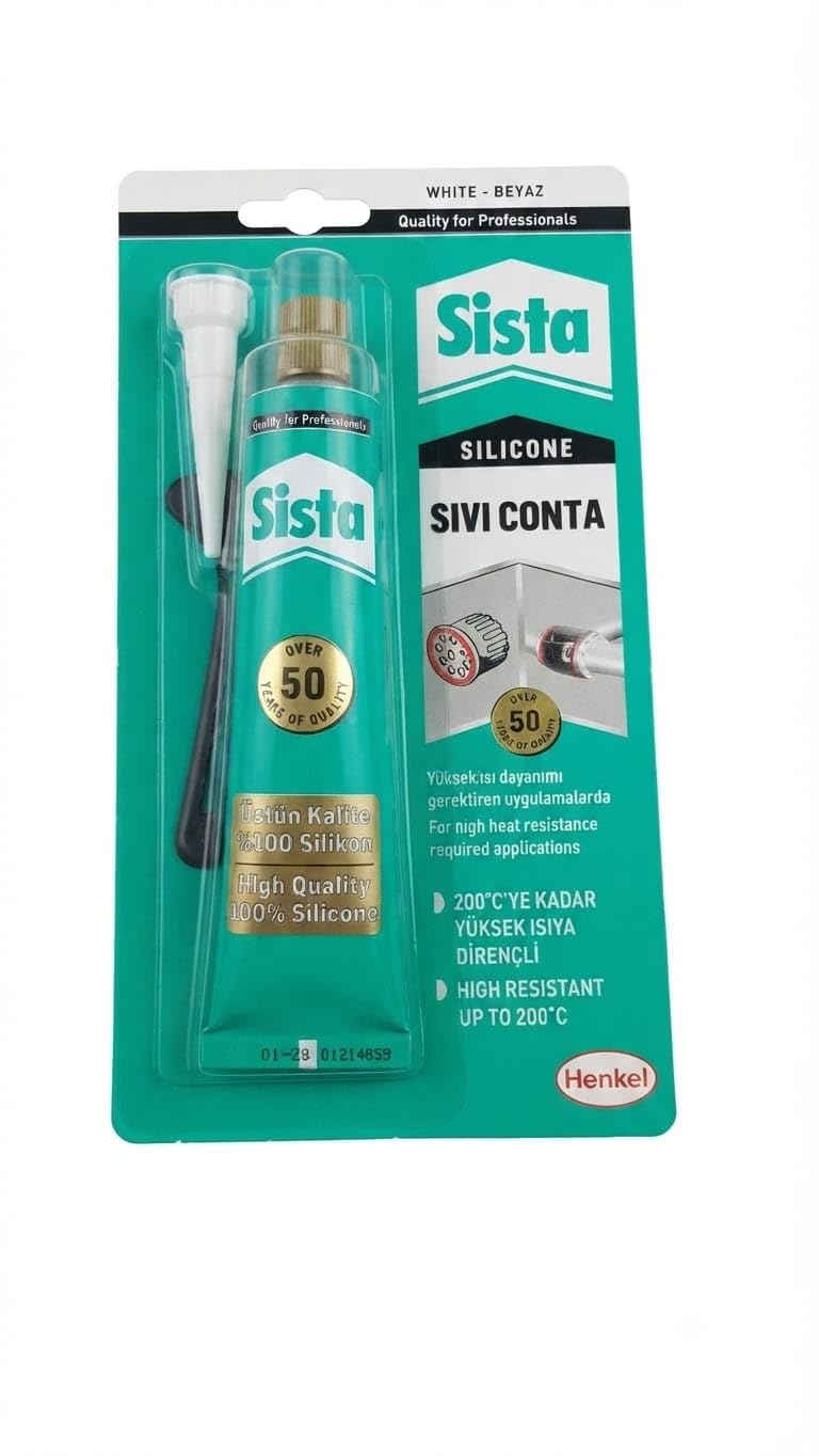 Sista Silikon Sıvı Conta Beyaz 50 gr | 100% Silikon, 200°C'ye…