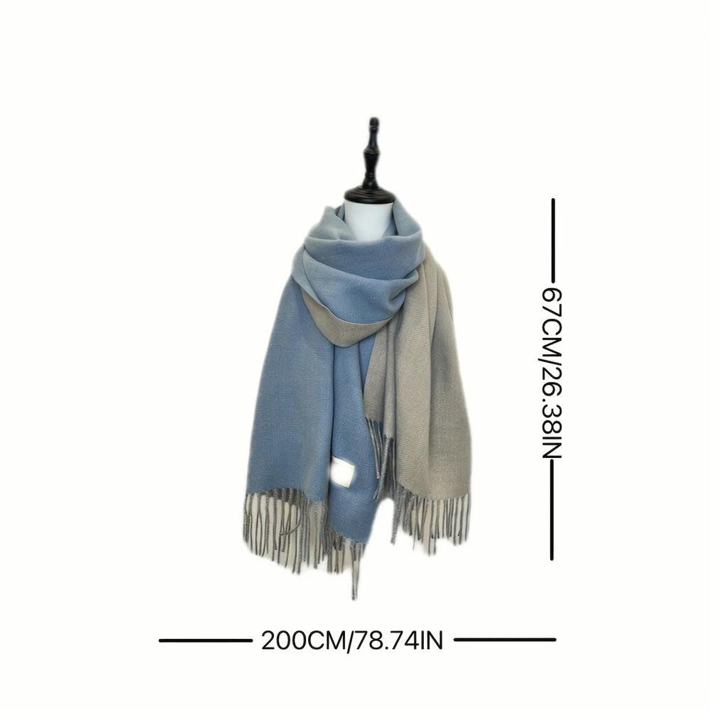 SYJYM Bufanda de Dos Colores de Doble Cara, Chal con borlas de Cachemira de imitación básico Simple, protección para el Cuello Unisex a Prueba de frío para otoño e Invierno