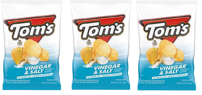 Lyons Protein Source | Potato Chips by Tom's, 5 Oz | 3 Count (Salt and Vinegar)