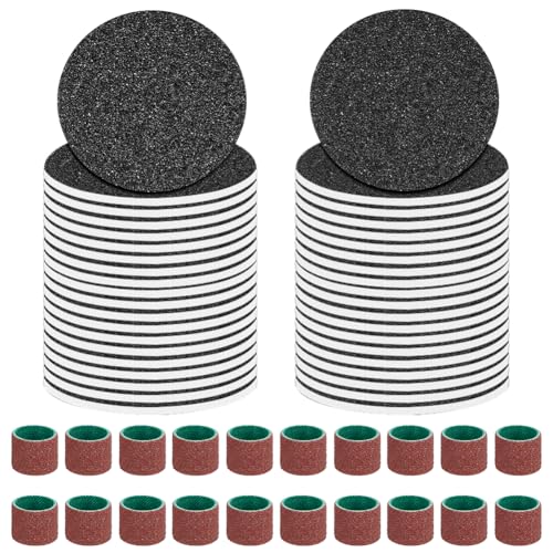 AOOSA Lot de 60 Patins de Ponçage de Rechange pour Lime à Pied électrique, disques de recharge de papier abrasif grain 80/120 + Limes à ongles, outil de...