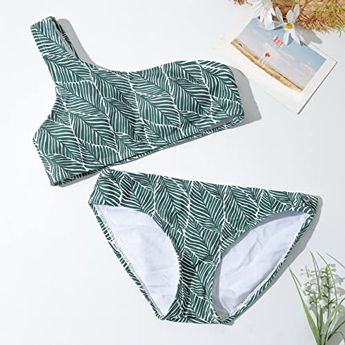 Swimsuits for Girls Kids 2 Piece Bathing Suit One Shoulder Printed Bikini Tops Bottoms Sets Summer Beach Swimwear2