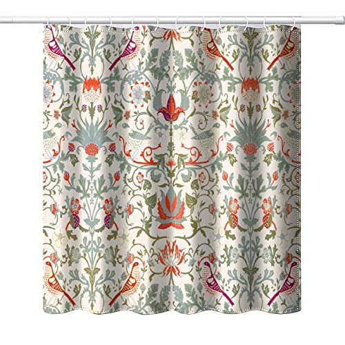 INSFBRB Bohemia William Morris Art Fabric Shower Curtain,Abstract Retro Mid