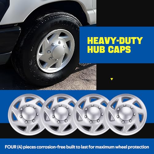 BARTOO 4 Pack Hubcaps Wheel Covers 16 Inch Hubcap for Ford E150 E250 E350 Econoline Van 1992-2014, 8 Lug Steel Wheel, Hub Caps Van Heavy Duty Construction by BARTOO - Image 7