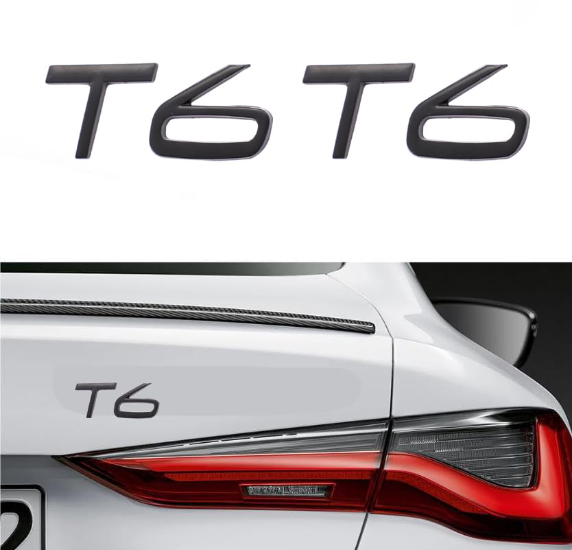 Image of T6 Emblem 3D Metal Badge Car Hood Truck Door Side Fender Rear Trunk Emblem Sticker Decals for Volvo XC60 S60 V60 Polester (Black)