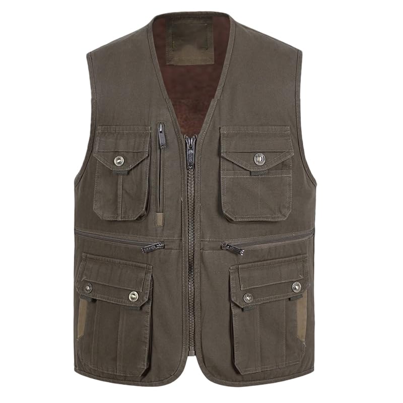 Chaleco de algodón con forro polar para hombre con cuello en V 2