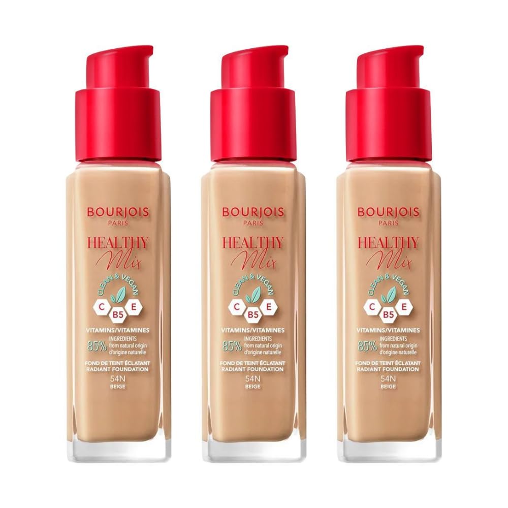 3 x Bourjois Healthy Mix Clean and Vegan Foundation 30ml - 54N Beige