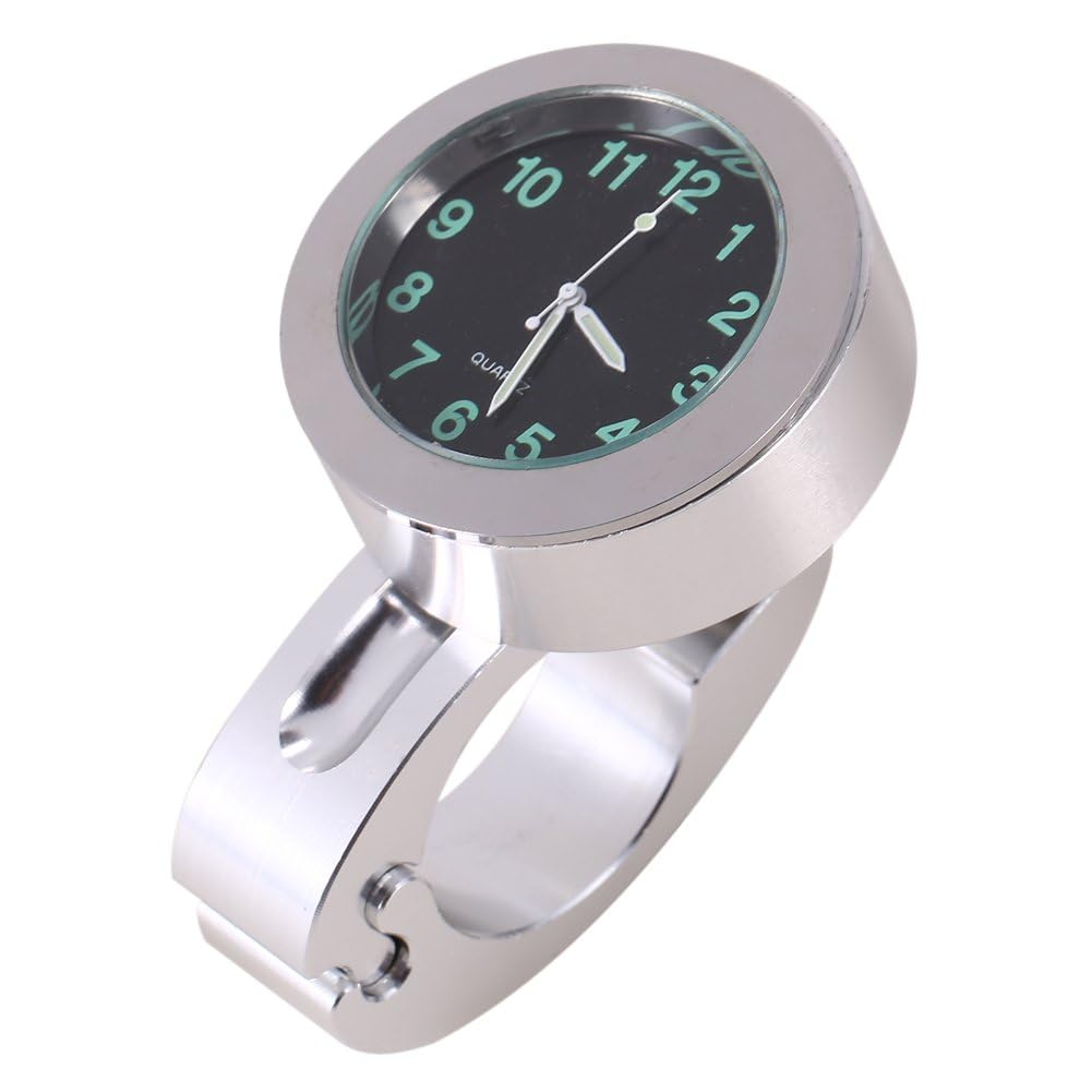 Keenso Silver Motorcycle Clock Universal Waterproof Handlebar Watch Billet Aluminum Motorcycle Handlebar Clock Motorcycle Watch Fit For Most Of The Motorcycle/Cruiser/Chopper/Custom With 7/8"