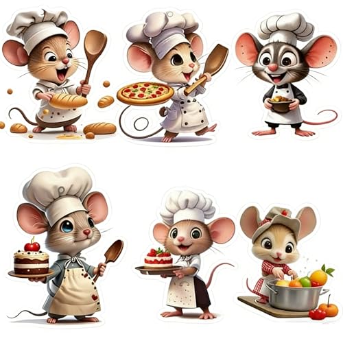 Adesivi Murali Cucina 6 Pezzi con Topo Chef Chef, Decorazione