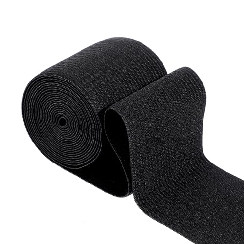 XLIUAX Bande élastique pour couture, 7,6 cm de large, 2,7 m, sangles extensibles en tricot noir pour couture, projets de bricolage, travaux manuels, ceintures, pantalons, couvre-taille