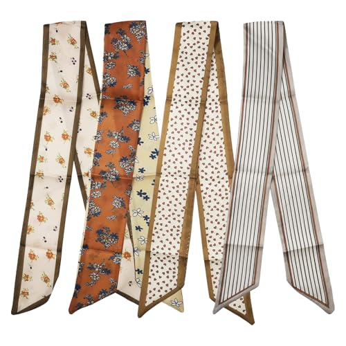 Head Scarf for Women, 4 Pcs Fashion Scarf Headbands, Boho Scarves for Women Lightweight, Multifunctional Headscarf for Bag Hair Accessories