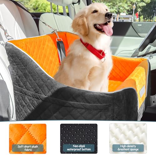 Lepark Assento de carro para cães pequenos e gatos, assento de carro com capa lavável e bolsos de ar