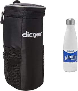 Bolsa Aislante para Bebidas Clicgear Golf Trolley, con Tubo Enfriador, negra, y Botella de 500 ml, Color Blanco, de la Marca LONGRIDGE Pro HYDRATE
