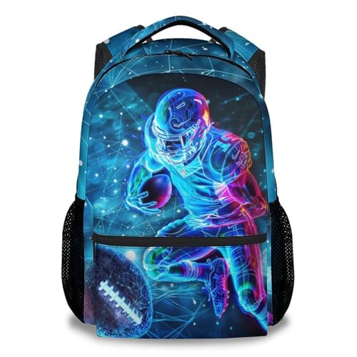 Football Backpack for Boys - 17 Inch Elementary School Kids Backpacks for Football Lovers - Sport Lightweight Bookbag for Children