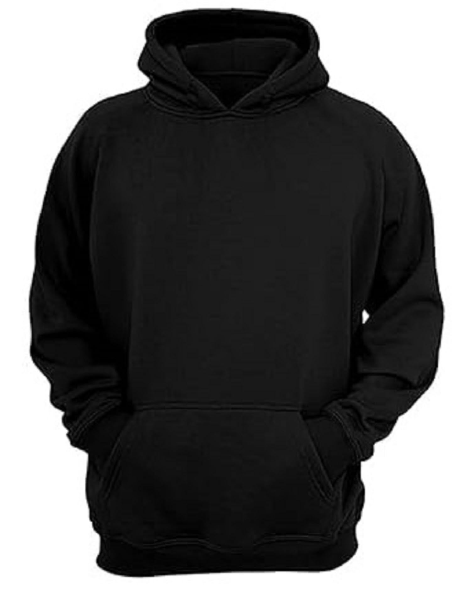Men's Hooded Neck Loopknit Plain Sweatshirt with Side Pockets (Color Black)-image-31
