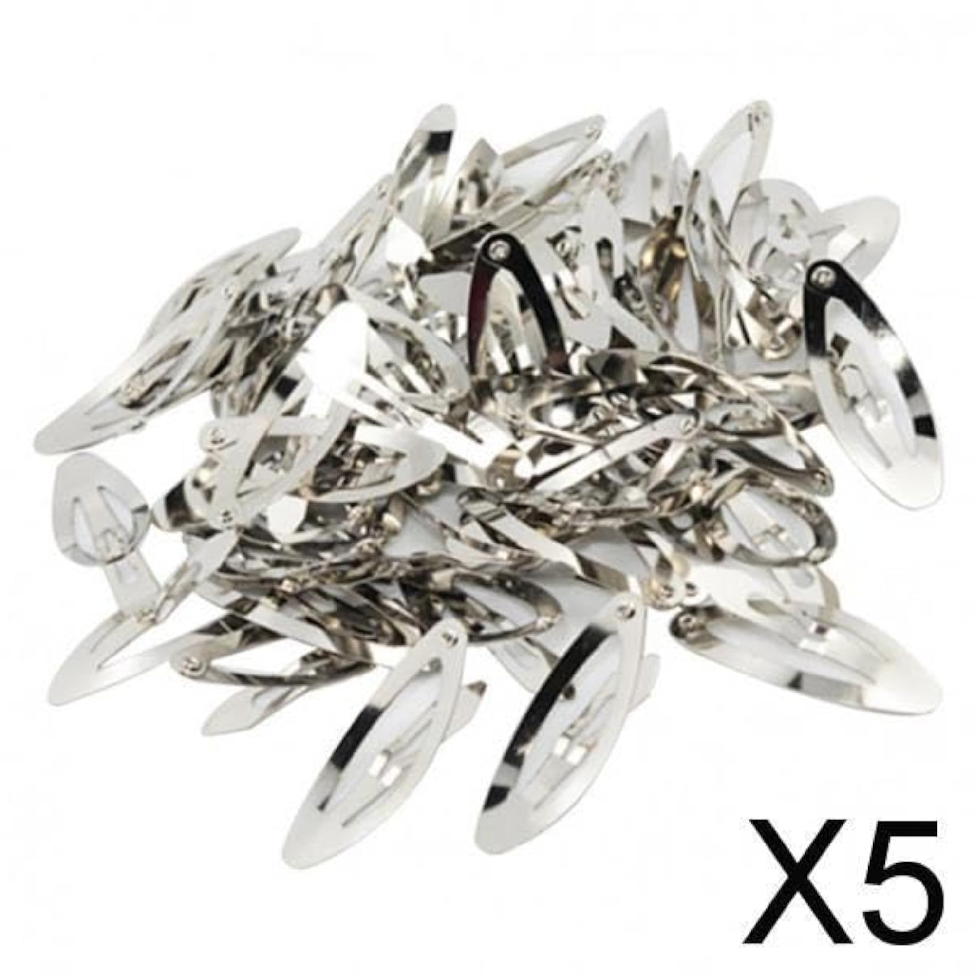 Rounded Snap Clip Oval Silver Metal Hair Bow Click Barrette, Pack of 50