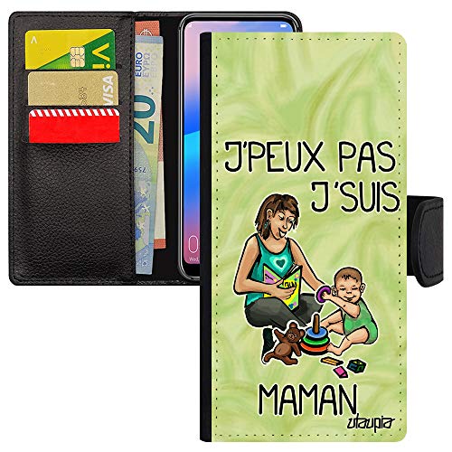 Coque Xiaomi Redmi Note 8 Pro simili cuir j'peux pas j'suis maman cadeau 4G