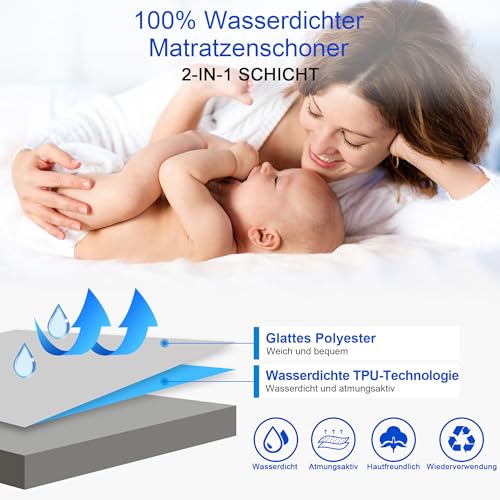 Protège-matelas imperméable 180x200 cm beige de style drap-housse
