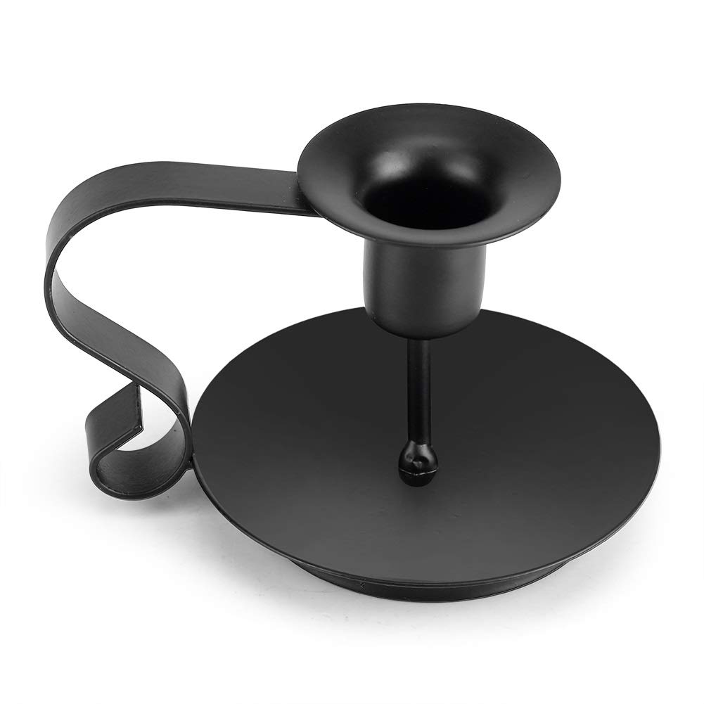 Candle Holder - Wrought Iron Taper Candle Holder Retro Iron Candlestick Holder for Halloween Christmas Dining Room Decoration Display Matte Black