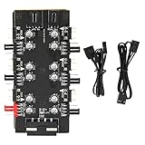6 Way Splitter Hub, 4PIN PWM Fan Speed Control and 3PIN ARGB Lighting Expansion Board, 1 to 6 Fan and RGB Extender for PC Motherboard with Dual Mounting Options (IDE Interface)