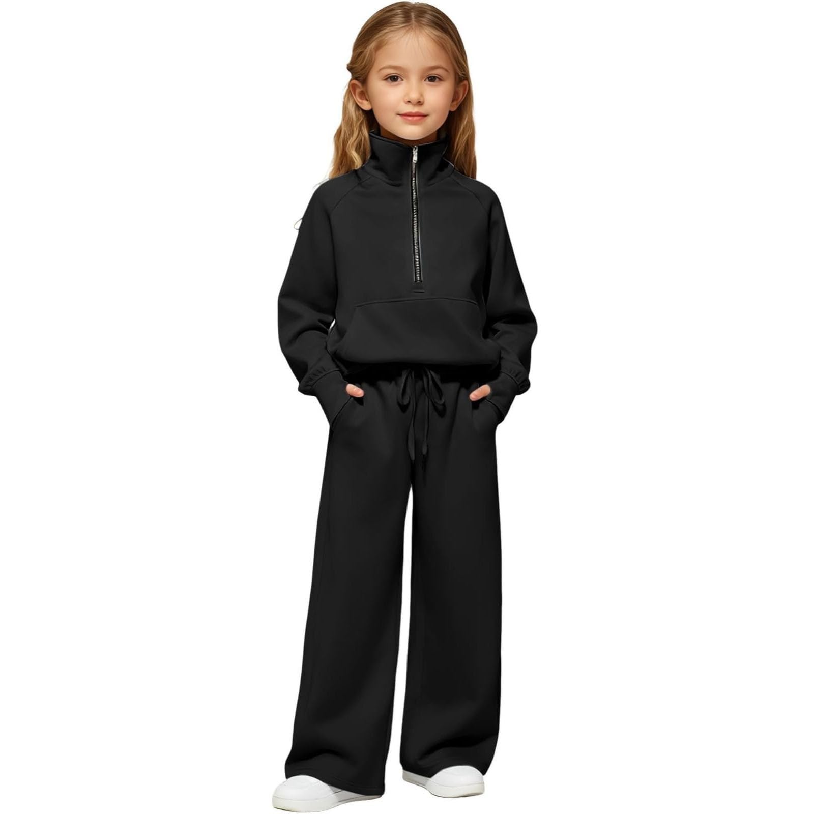 Conjunto Niña Invierno Deportivo Pantalones Y Sudadera Media | Cremallera Informal Estampado Completo Chandal Adolescente Chica Baggy Holgaños Elegante Otoño Primavera