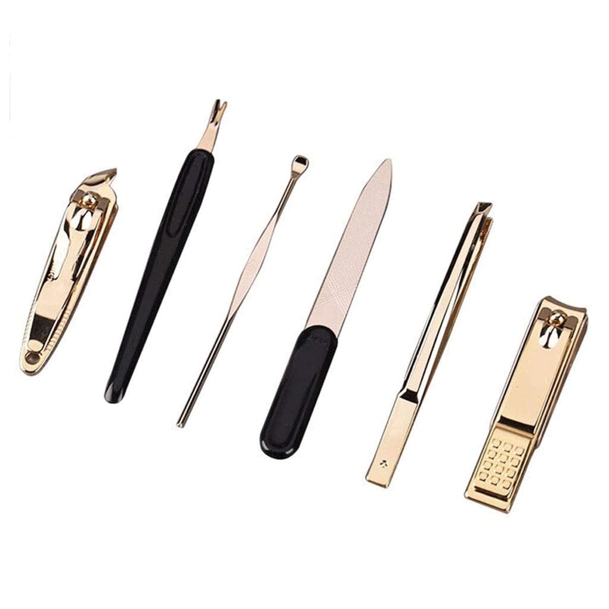 CELOTUS Goldenes Nagelknipser-Set 6-teiliges Nagelwerkzeug Edelstahl-Nagelknipser Nagelknipser Augenbrauenclip Ohrpickel-Set Scharfe Zehennagel- Und Fingernagelknipser