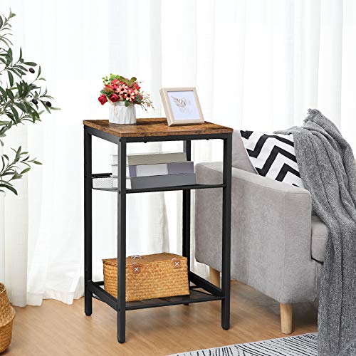 HOOBRO Hoge bijzettafel, industriële telefoontafel, slank nachtkastje, bank-bijzettafel, met 3-laags opbergplanken, smal… - Image 3