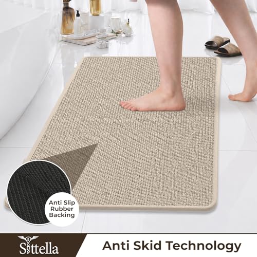 Image of SITTELLA Handwoven Jute Mat for Floor, Anti Skid Jute Rug for Living Room, Bathroom & Kitchen, Water Absorbent Kitchen Runner & Floor Mat|40 x 60 cm (Pack of 1)|Beige
