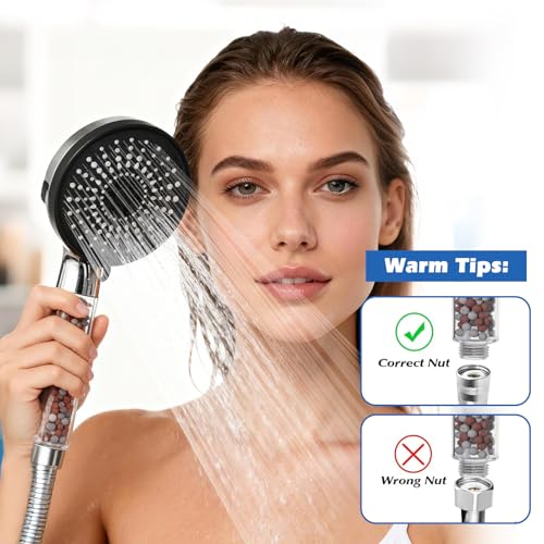 Image of Filtered Shower Head,8 inchRain Shower Head with Handheld Spray Combo with 11'' Angle Adjustable Extension Arm /Flow Regulator /Shower System,High Pressure Rainfall Shower Head Bathroom,Chrome