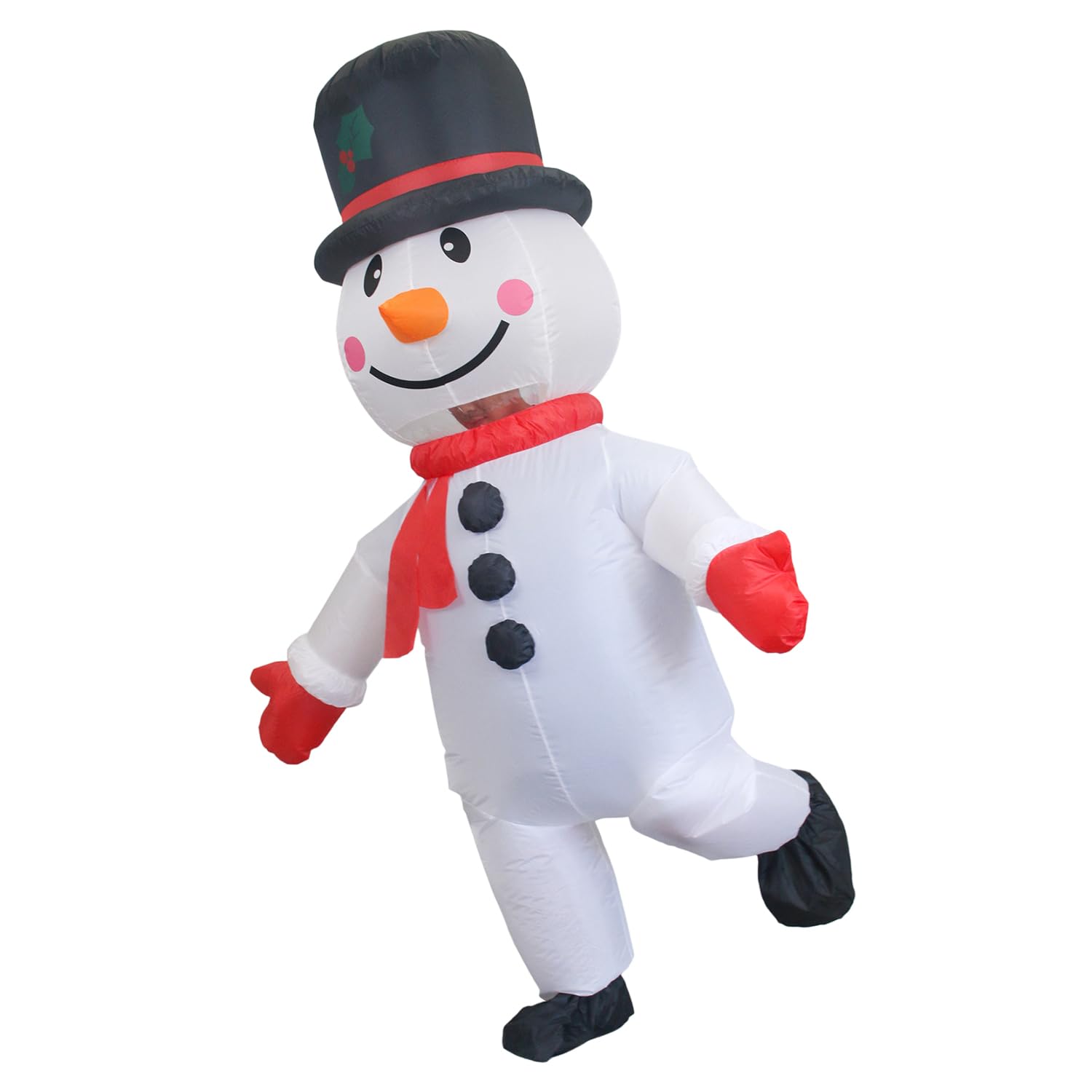 Petalum Adults Inflatable Christmas Costume Blow Up Snowman Santa Claus Reindeer Gingerbread Xmas Fancy Dress Costume for Carnival Festival (Snowman A)