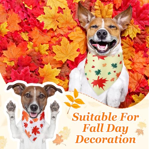 Image of Abbylike 50 Pcs Fall Dog Bandanas Bulk, Autumn Maple Leaves Pattern