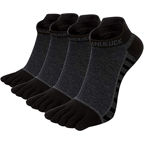 4 Pares Calcetines de 5 Dedos para Hombres para Deportes Ciclismo Correr, Hombre Calcetines del dedo del pie,Calcetines Dedos de Pies Separados, Calcetines de Algodón