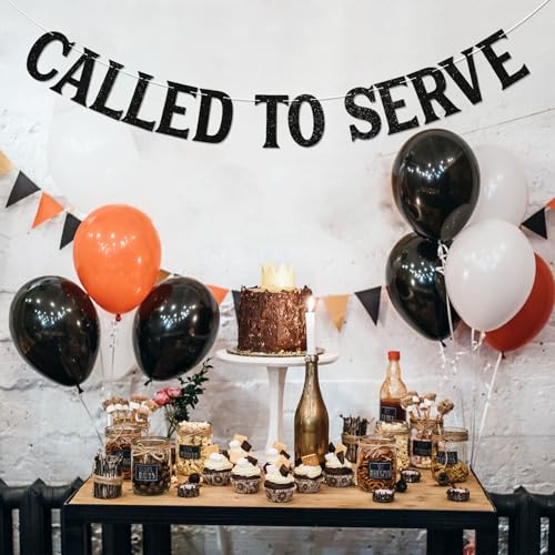 Image of Called To Serve Banner - Mission Farewell, LDS Missionary Call Theme Decor for Farewell Party, Back to School Party Black Glitter