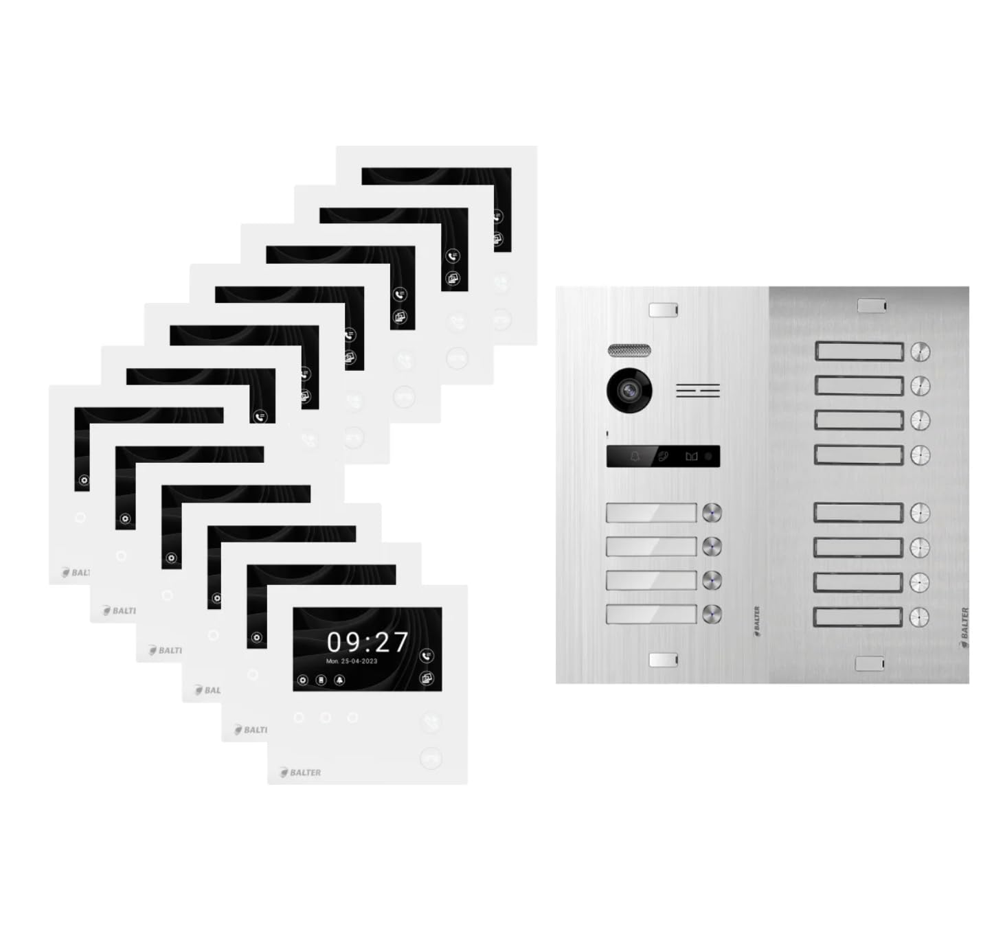 SCHUTZER Balter EVO HD - Juego de videoportero para 1 casa familiar, monitor táctil de 4,3" + cámara Full HD, ampliable a 12 monitores y 1 estación de puerta