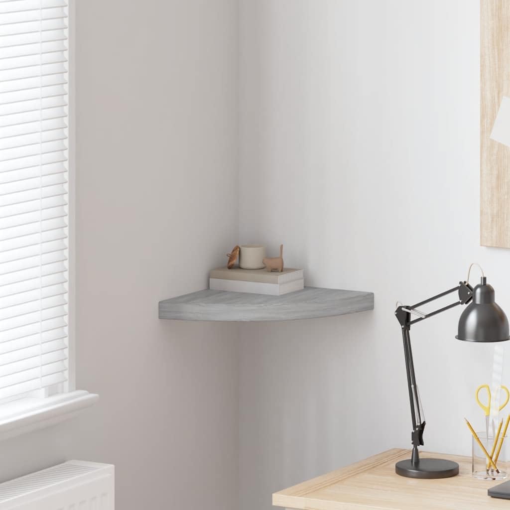 Concrete Gray Wall Corner Shelf, Honeycomb MDF Floating Ledge, 13.8 Inch Display for Room Decor, Bathroom, Living Room