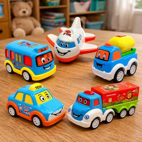 Image of MiniExplorer Unbreakable Pull Back Vehicles| Push and Go Crawling Toy for Kids & Children, Power Friction Cars for 3+ Years Old Boys|Girls - Set of 5,Multicolor