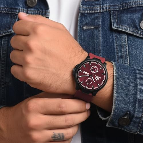 Image of LIMESTONE Men's Analog Quartz Watch with Day & Date Display, Leather /Silicone Strap - Casual & Formal Wrist Watch for Men