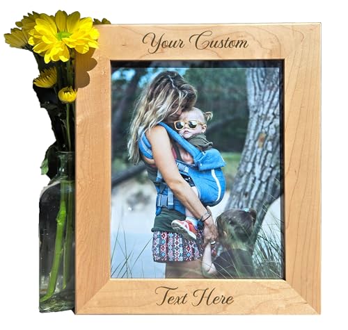 Personalized Wooden Photo Frame | Custom Engraved Picture Display | Handcrafted | Cherry, Maple, Walnut Wood | Mother's Day Gift | Wedding Frame | Newlywed Gift | Wall or Tabletop Display