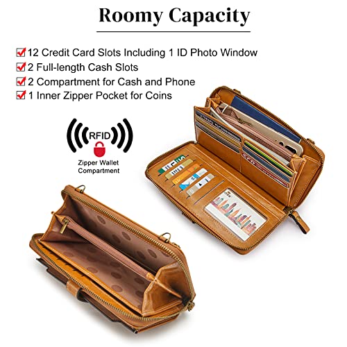 S-ZONE Vegan Leather Crossbody Bags for Women Small Cell Phone Purse RFID Blocking Clutch Purses with 2 Straps4